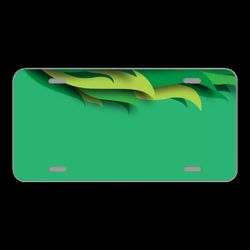 License Plate Novelty Car Front Green Background Feather Abstract