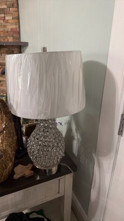 Crystal Bead Table Lamp with White Shade