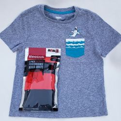 3 Pack Brand New REEBOK Boxer Briefs +t-shirt Size 6/7
