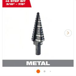 Milwaukee
3/16 in. - 7/8 in. #4 Black Oxide Step Drill Bit (12-Steps)