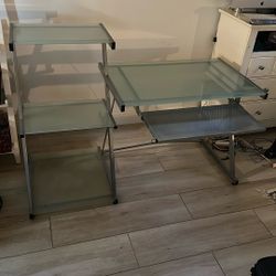 Beautiful IKEA Desk (with 3 Shelves & Pullout Keyboard Stand)
