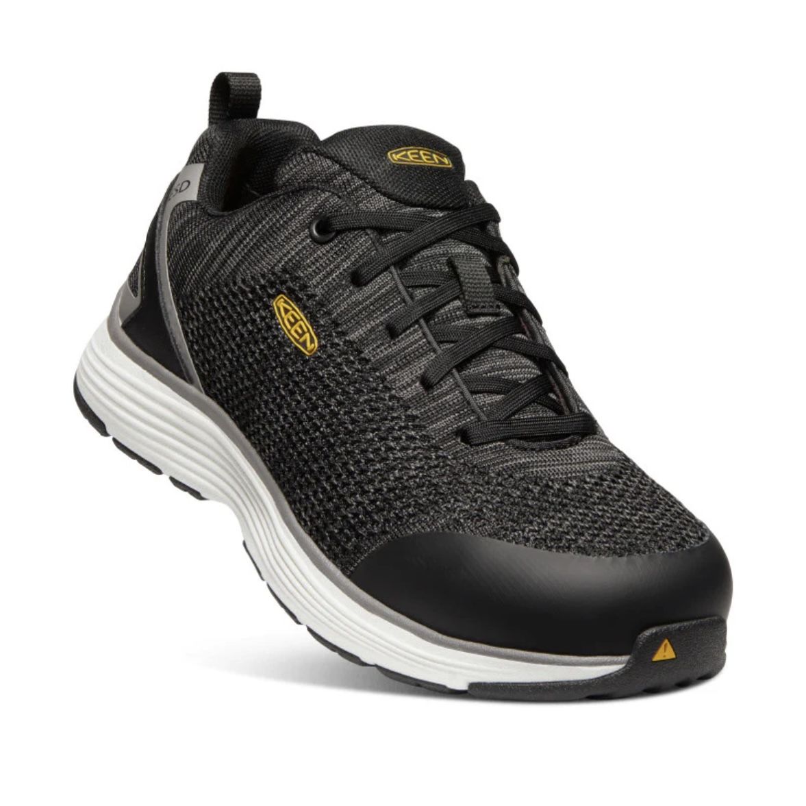 KEEN Mens Black Grey Sparta Utility Aluminum Toe Lace Up Work Shoe Sneakers