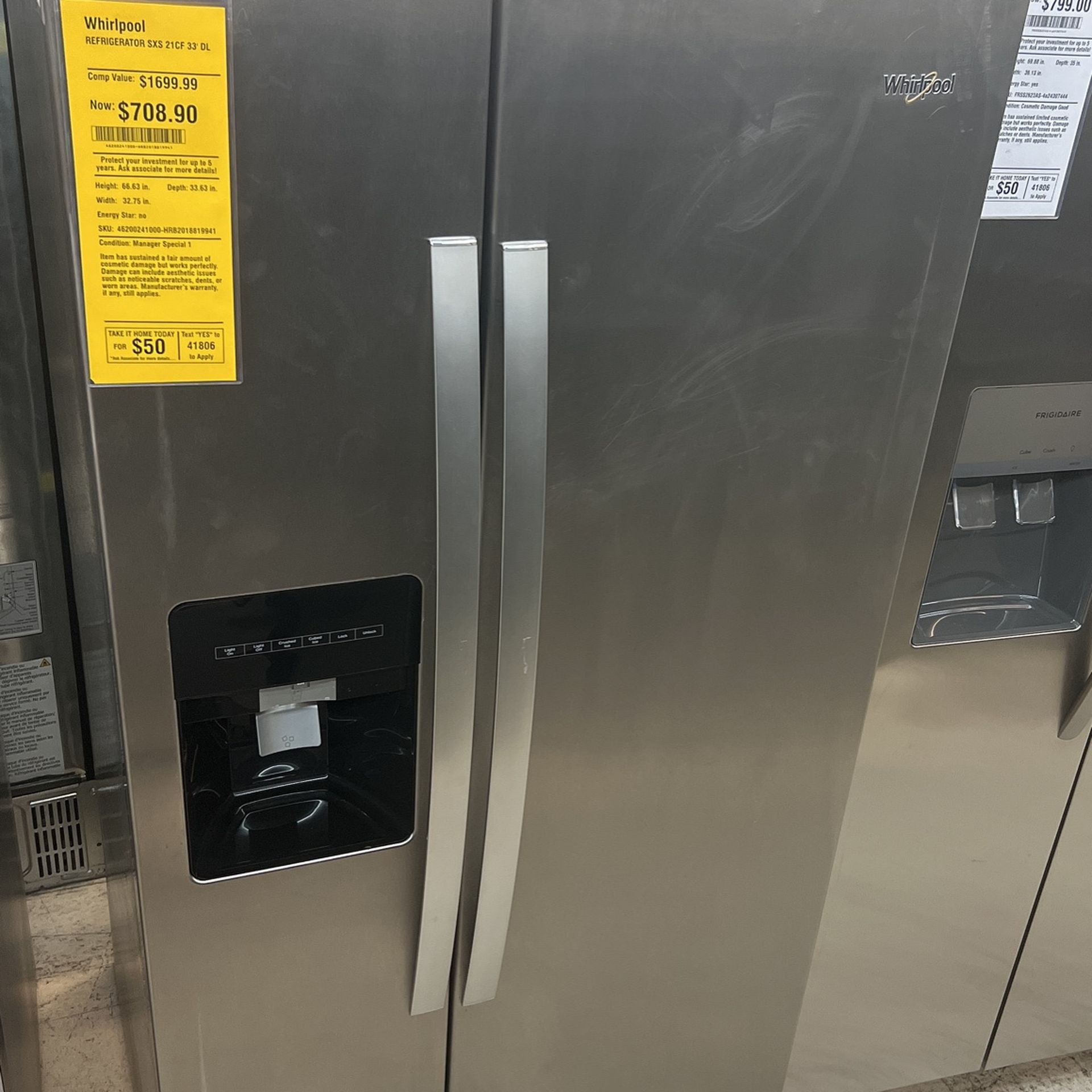 Whirlpool WRS311SDHM08 33” Side By Side Refrigerator