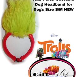 Petco Trolls Green Hair Plush Costume Dog Headband for Dogs Size S/M NEW W56