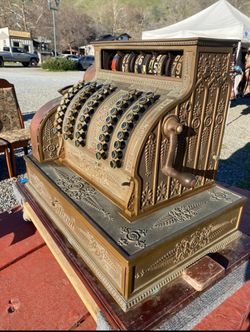 1900s antique collectible brass national bank cash register