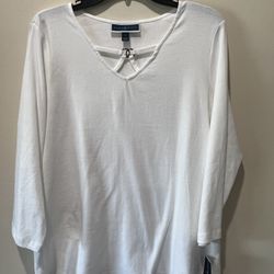 karen scott top/tee/tunic/white/size L/nwt