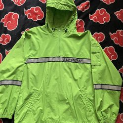 SS18 Supreme Reflective Taping Hooded Pullover L large Jacket Quarter Zip
