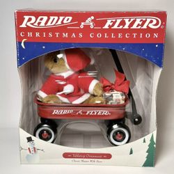 Radio Flyer 1998 Christmas Collection Red Wagon W/ Santa Bear Tabletop Ornament 