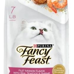 Purina Fancy Feast Wet Cat Food Filet Mignon Real Seafood Shrimp, 7 lb Bag - NEW