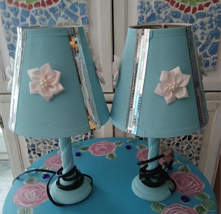 Set Of Blue Bling Lamps