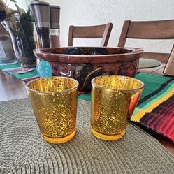 Gold mercury votive holders (24)