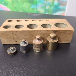 Wooden Block With 4 Brass Weights