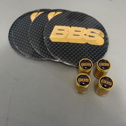 BBS Rim Center Caps Set And Valve Stem Covers