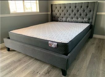 Full Size White Button Bed With Ortho Mattress