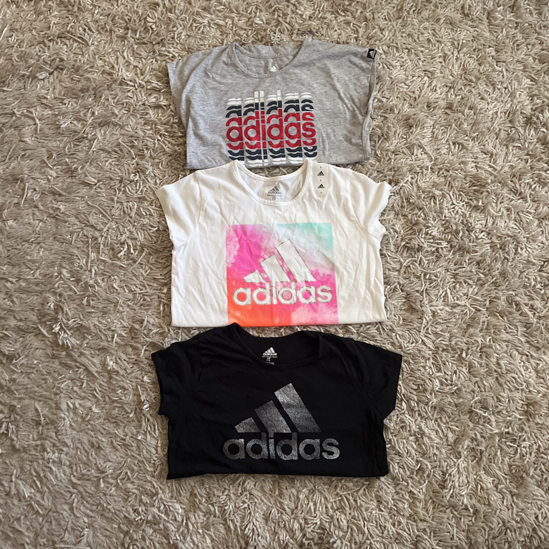 3 Adidas un used Shirts youth size L fits like women’s size S