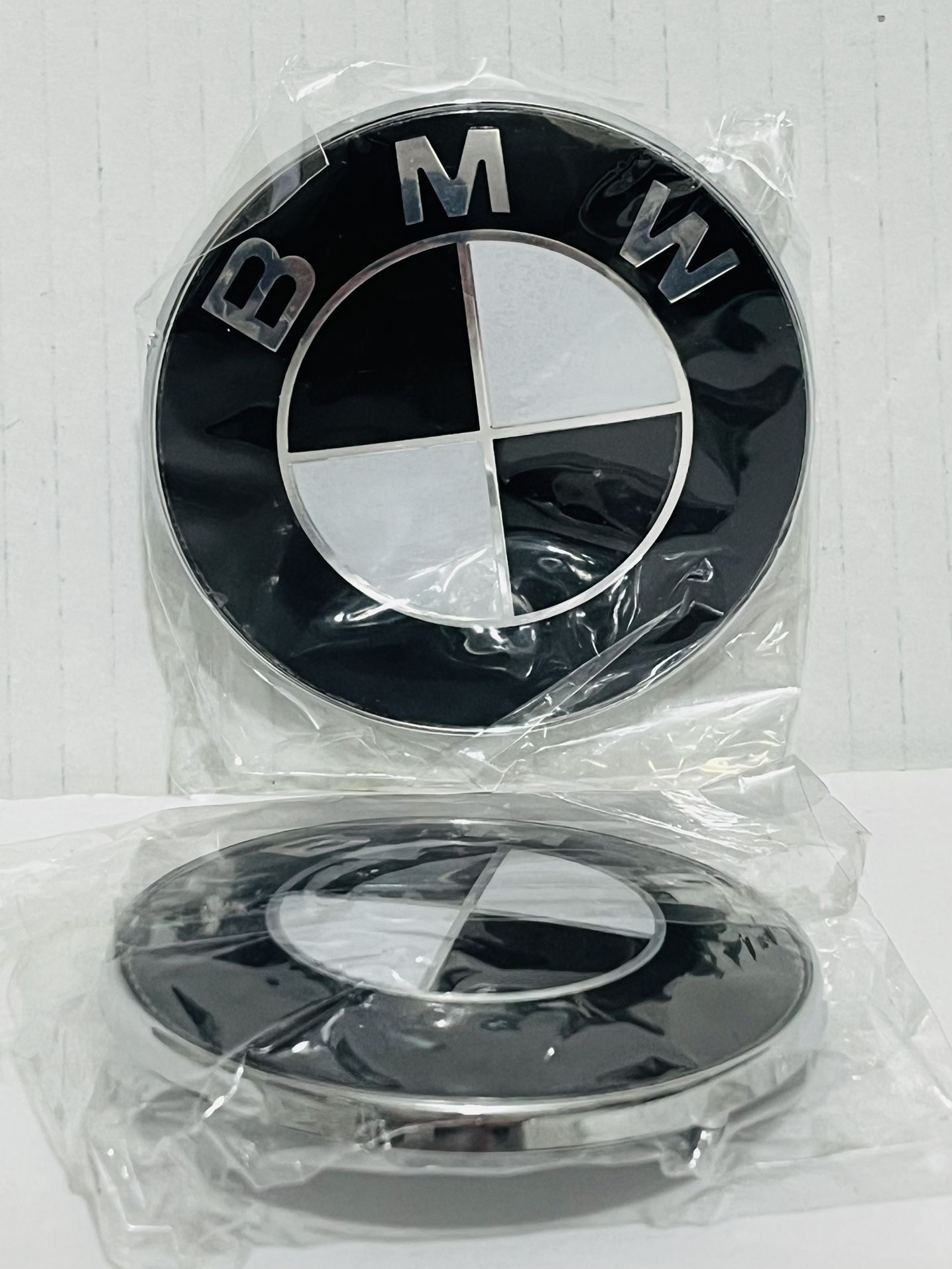 BMW Hood Trunk Emblem Set New Black