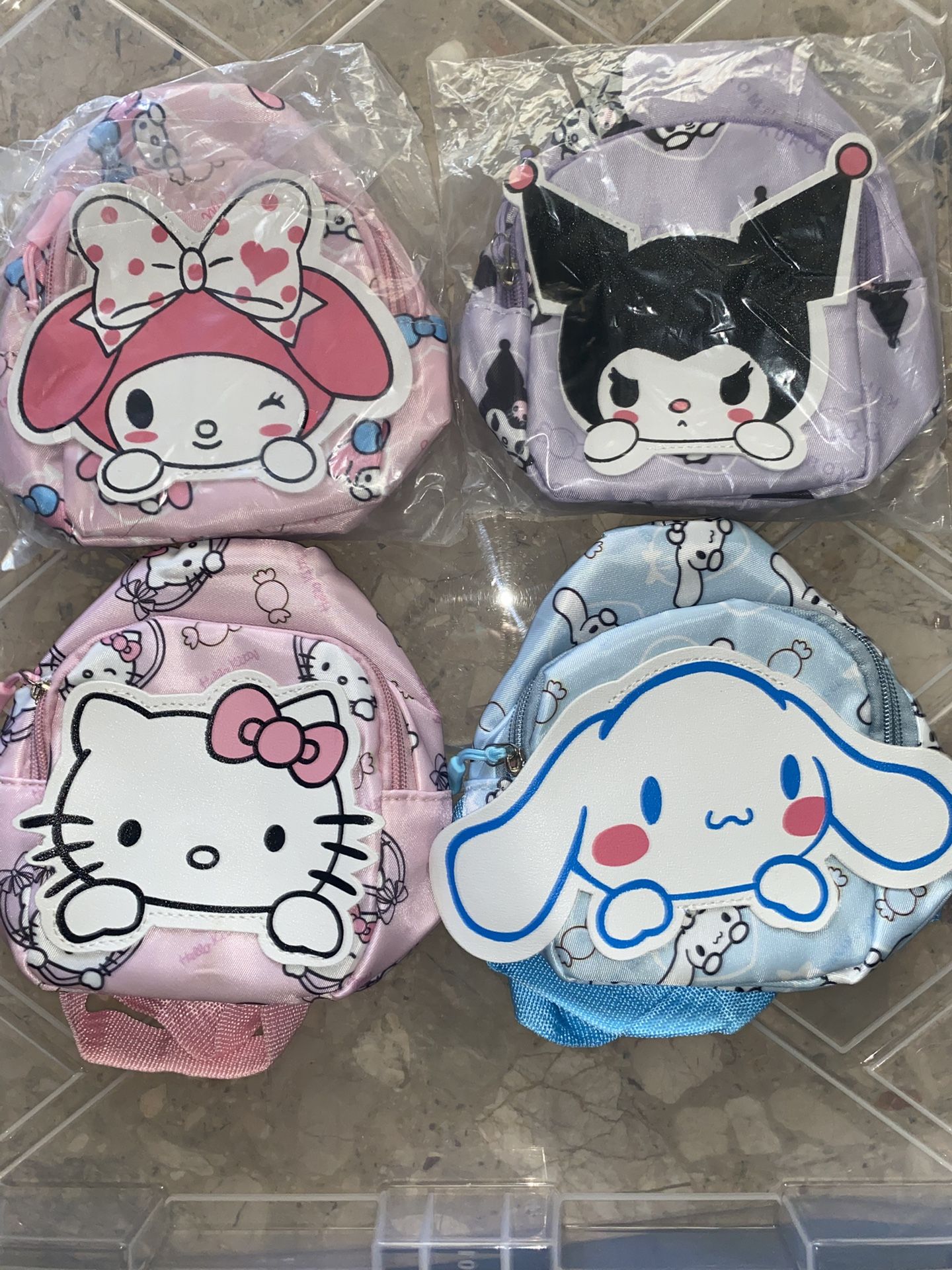 Hello Kitty,Kuromi,cinamorall, And My Melody Mini Backbacks