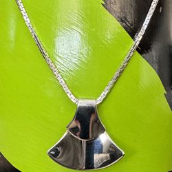 Designer 24” Long 1/8” Square Silver Tone Monet Chain with Napier 1 3/4”x 1 3/4” Pendant, only chain sold at JCPenney for $100, Excellent Condition