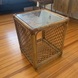 $40 Real Wood Rattan Side Table Or Best Offer