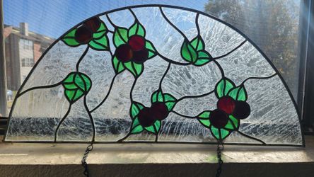 Stained glass semicircle hanging art