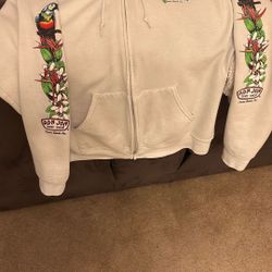 60 Cash Ron Jon Hooded Zip Up  White XL Sweatshirt Near Av College 