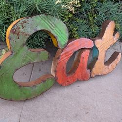 Vintage Style EAT Sign Kitchen Wall Decoration Large Rustic Metal Farmhouse Galvanized Tin Patina Display Decor 