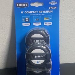 Hart 6’ Compact Keychain 3 Pack Tape Measure Measuring NEW