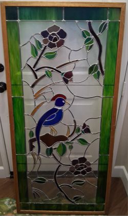 Stained Glass Vintage Framed Lead & Stained Glass