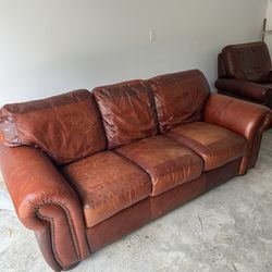 High-Quality Genuine Leather Couch & Recliner