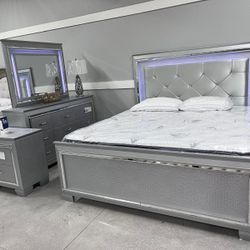 King Bedroom Set 🩶 Silver Color 🔥🔥🔥
