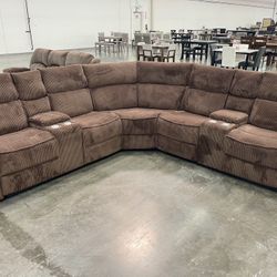 Brown Sectional With Reclining seats 