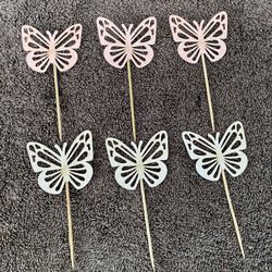 Glitter Butterfly Cupcake Toppers (6)