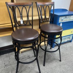 Set of 2 Bar Stool Counter Height Chairs
