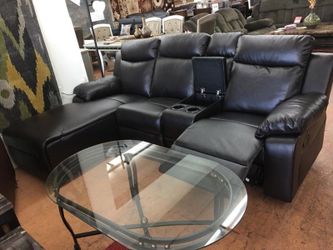 Brown Reclining Sectional with Cupholders and Reclining Chaise