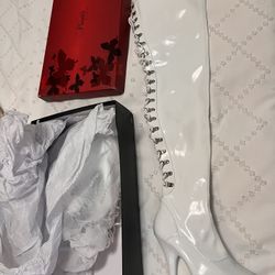 White Long Boots Halloween 