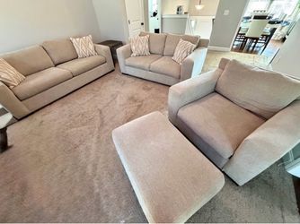 4-Piece Beige Fabric Living Room Set