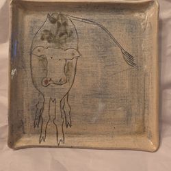 Whimsical Cow Plate, Echo Farms Pottery