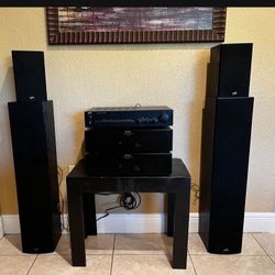 Set Of 3 ROTEL, 2 AMPLIFIERS, 1 PRE-AMP 300 Watts In Total And 4 POLK SPEAKERS… In Good Working Condition… $1,250