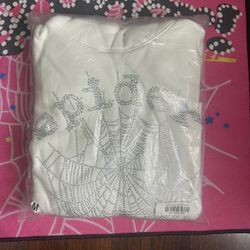 All white rhinestone, OG spider hoodie size medium