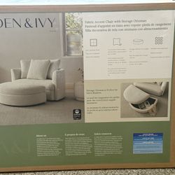 Costco - Aiden & Ivy Fabric Accent Chair with Storage Ottoman – Brand New