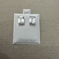 Sterling Silver 925 CZ 8mm Emerald Cut