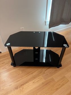 Black Tempered Glass TV Stand 3-Tier