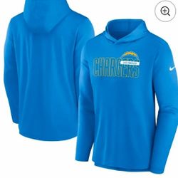 Sale!🔥New Xlarge Men's Nike Powder Blue Los Angeles Chargers Lightweight Performance Hooded Long Sleeve T-Shirt ( Reseda Ca)