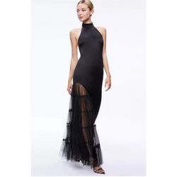 Alice + Olivia Black Satin formal Gown
