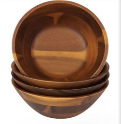 (4) AIDEA Acacia Wooden Serving Bowls, 7in