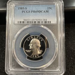 1985 S Gem Proof Washington Quarter Graded At PR69 With A Deep Cameo 1-13
