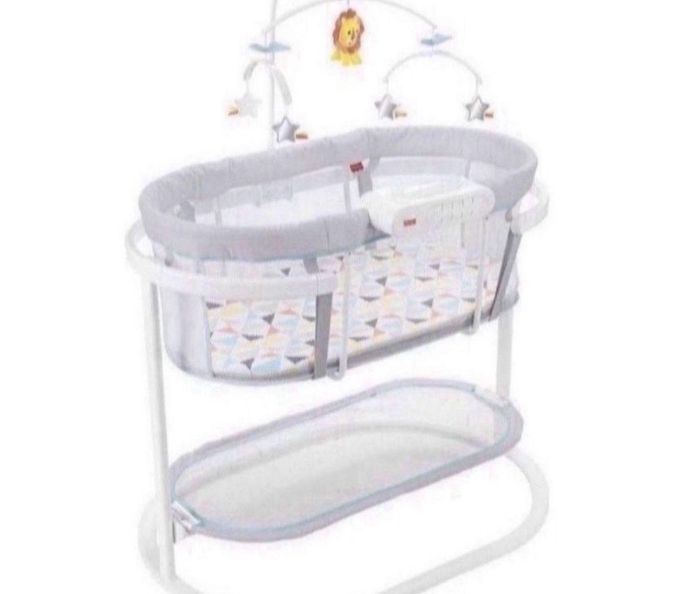 Fisher-Price Soothing Motions Bassinet for Baby with Lights Music & Vibrations, Pacific Pebble