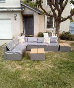 L-shaped patio sofa brand new 8-piece outdoor patio furniture