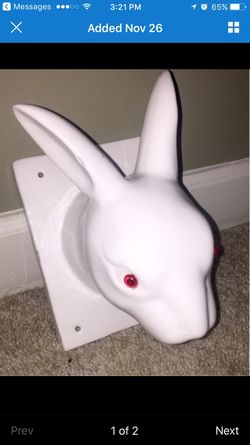 CREEPY RED EYES HANGING RABBIT PLAQUE