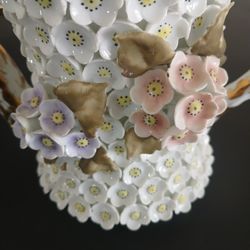 Beautigul Messenger Style German Schneeballen Snowball Floral Watering Pitcher Antique 